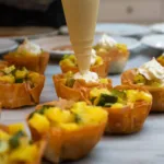Fillo pastry baskets filled with vegetables and cream cheese, finger food