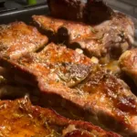 Roast pork ribs with rosemary, a barbecue specialty